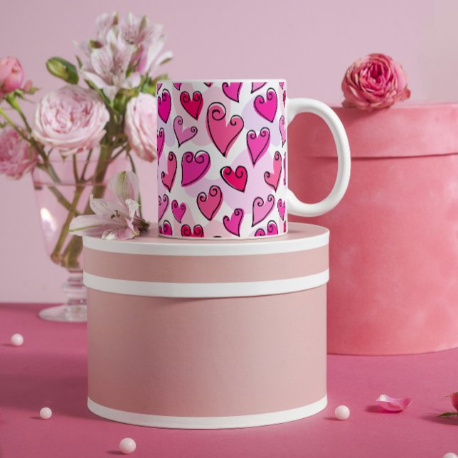 Girly Pink Hearts Cute Romantic Valentines Day  Coffee Mug (Creator Uploaded)