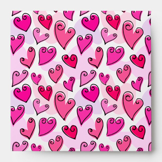 Girly Pink Hearts Cute Romantic Valentines Day  Envelope (Front)