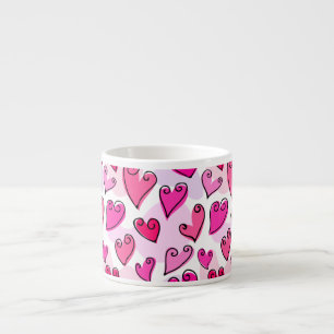 Girly Pink Hearts Cute Romantic Valentines Day Espresso Cup