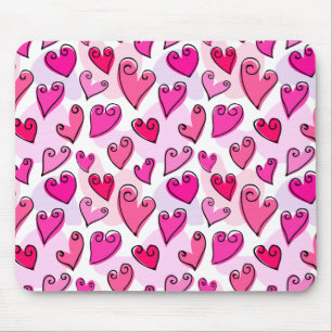 Girly Pink Hearts Cute Romantic Valentines Day  Mouse Mat