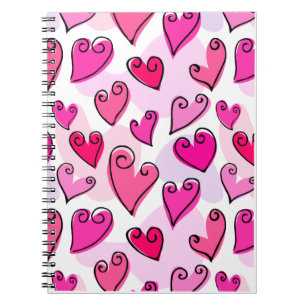 Girly Pink Hearts Cute Romantic Valentines Day  Notebook
