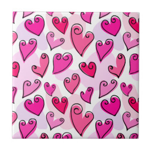 Girly Pink Hearts Cute Romantic Valentines Day  Tile