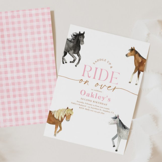 Girly Pink Horse Birthday Invitation (Creator Uploaded)