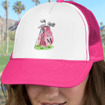 Girly Pink Initial Monogram Trucker Hat<br><div class="desc">This bright pink and white trucker hat features a stylish pink watercolor golf bag filled with clubs, sitting on a patch of green grass. The design includes a simple serif initial monogram placed right on the bag, making it feel like a natural part of the artwork. The letter is shown...</div>