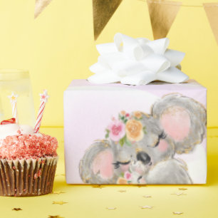Girly Pink Koala Baby & Mum Wrapping Paper