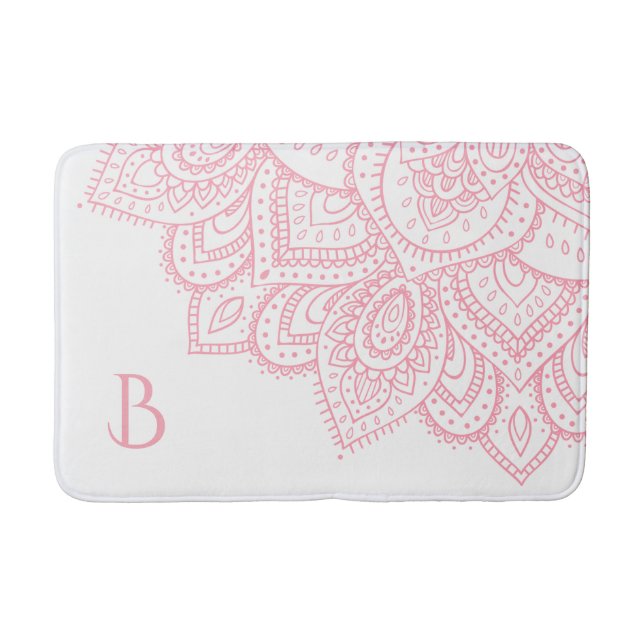 Girly Pink Lace Mandala Bath Mat (Front)