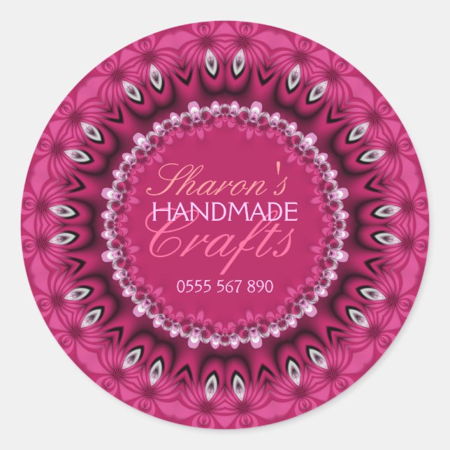 Girly Pink Lacy Handmade Crafts Product Sticker (Front)