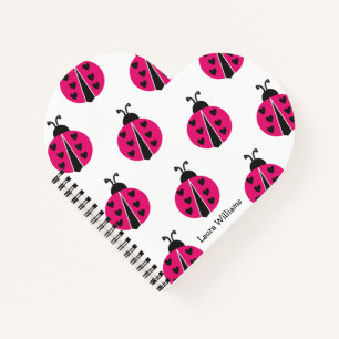 Girly Pink Ladybug Personalised Notebook