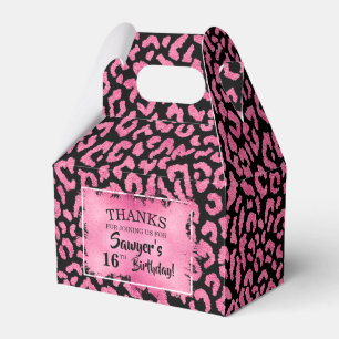 Girly Pink Leopard Gable Favour Box