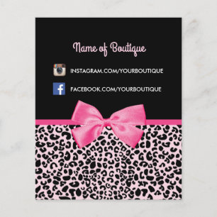 Girly Pink Leopard Print Cute Bow Beauty Boutique Flyer