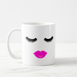 Girly Pink Lips and Lashes Coffee Mug