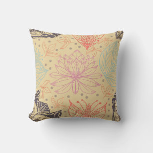 Girly Pink Lotus Flower Trendy Design Cushion