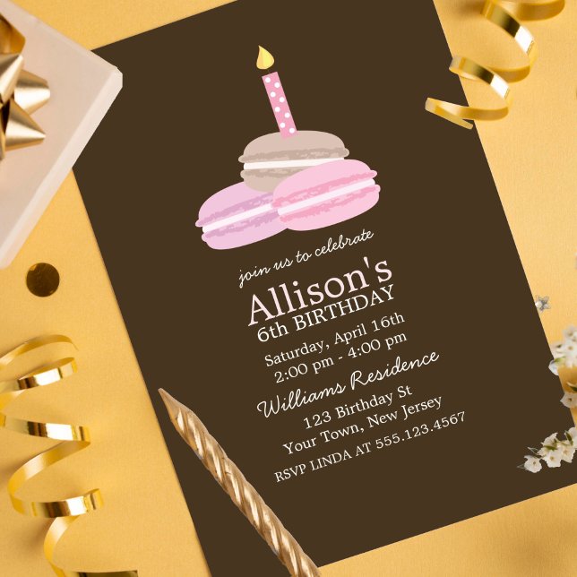 Girly Pink Macarons Birthday Invitation (Creator Uploaded)
