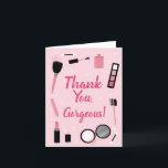 Girly Pink Makeup Glamour Birthday Thank You Card<br><div class="desc">Let's get glam is a fun birthday thank you card for girls interested it makeup and dressing up. Lipstick,  blush,  and nail polish in sparkly pink will be a fun theme for any party.</div>