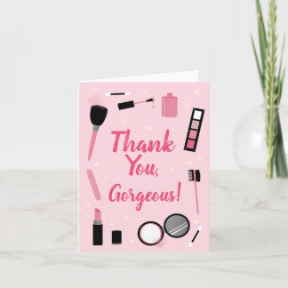 Girly Pink Makeup Glamour Birthday Thank You Card