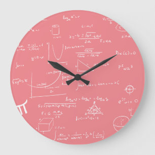 Girly Pink Math Equations Formulas Large Clock