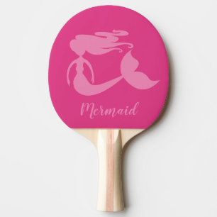 Girly pink mermaid personalised table tennis ping pong paddle
