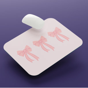 Girly Pink Minimalist Bow Coquette Mouse Mat