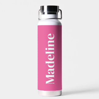 Girly Pink Minimalist Personalised Thor Water Bottle