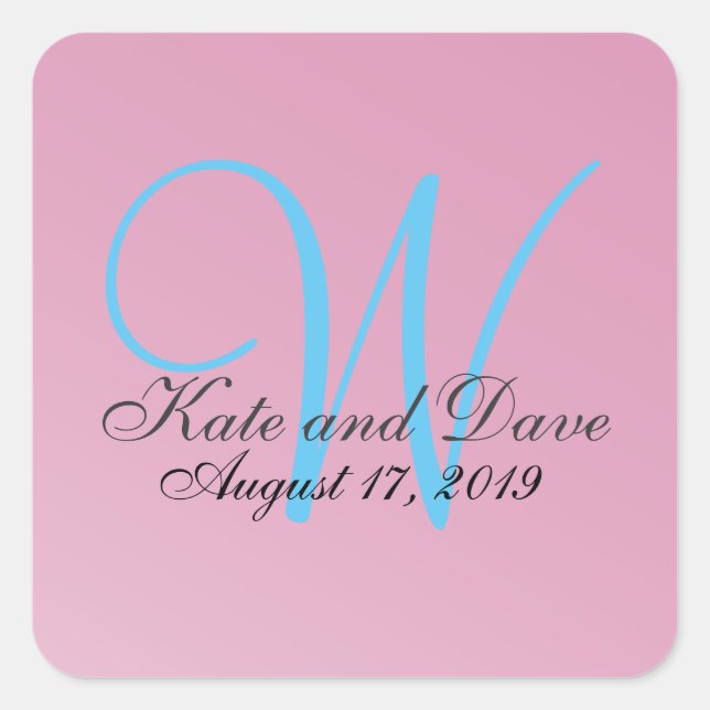 Girly Pink Modern 3d Monogram Square Sticker (Front)