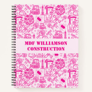 girly pink modern Architectural Blueprint Engineer Notebook