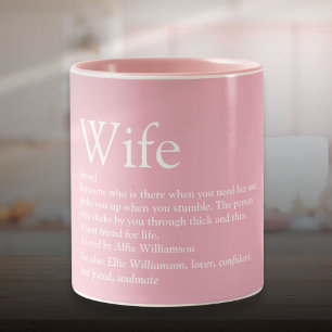 Girly Pink Modern Typographic Fun Wife Definition  Two-Tone Coffee Mug