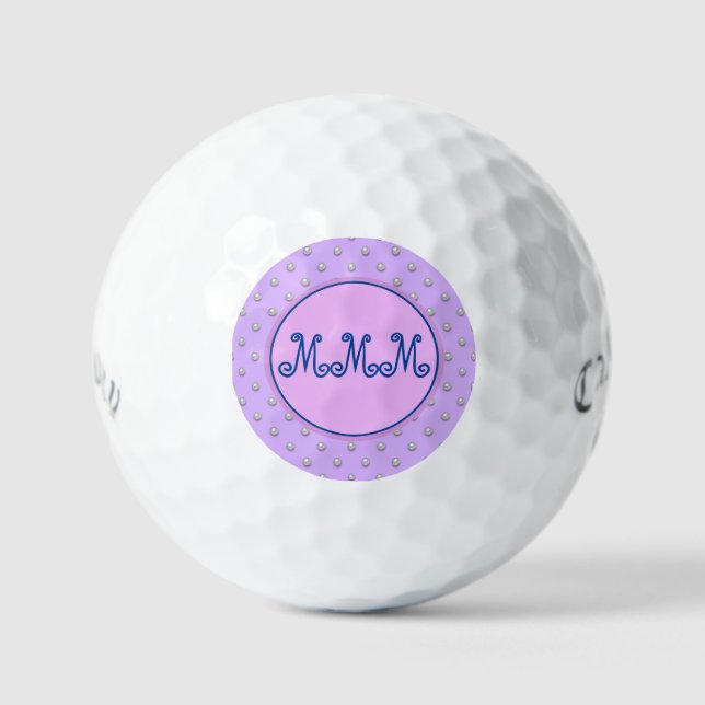 Girly Pink Monogram Golf Balls (Front)