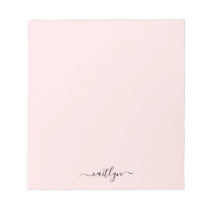 Girly Pink Monogram Modern Script Personalised Notepad