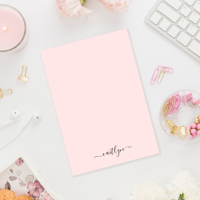 Girly Pink Monogram Modern Script Personalised Post-it Notes (Creator Uploaded)