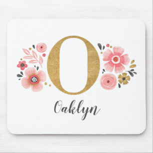 Girly Pink Monogram Mouse Mat