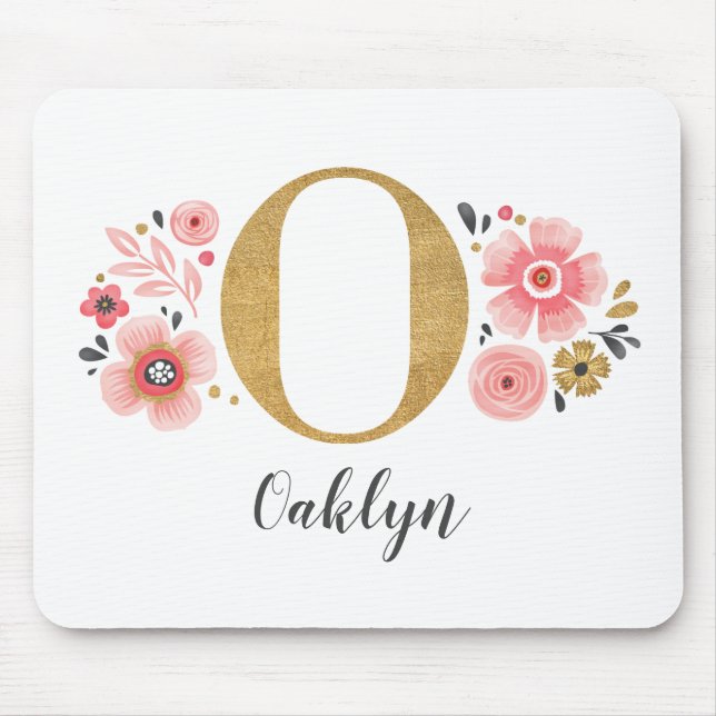 Girly Pink Monogram Mouse Mat (Front)