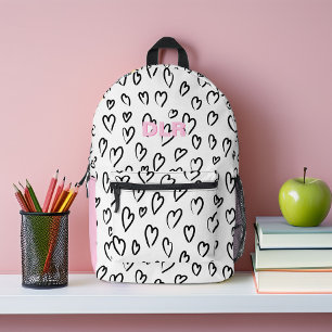 Girly Pink Monogram Personalised  Printed Backpack