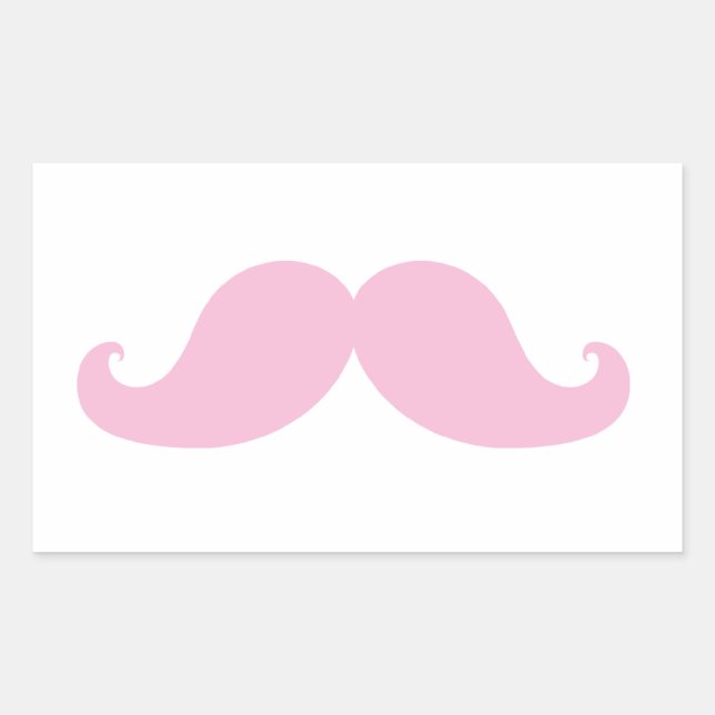 Girly Pink Moustache Rectangular Sticker (Front)