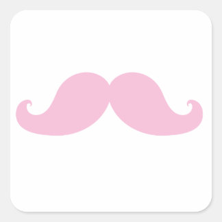 Girly Pink Moustache Square Sticker