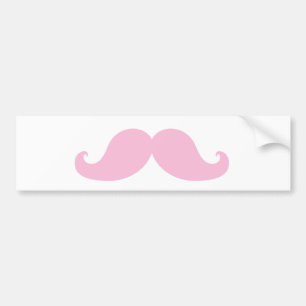 Girly Pink Mustache Bumper Sticker