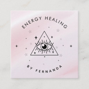 Girly Pink Mystic Magic Eye Energy Healing Sparkly Square Business Card