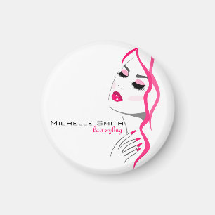 Girly Pink Nail Salon Hair Stylist Makeup Artist Magnet