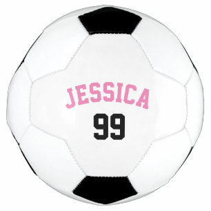 Girly Pink Name Black Number Minimalistic Football