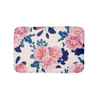 Girly Pink Navy Blue Country Painted Flowers