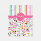 Girly Pink Owls Cute Pattern Personalised