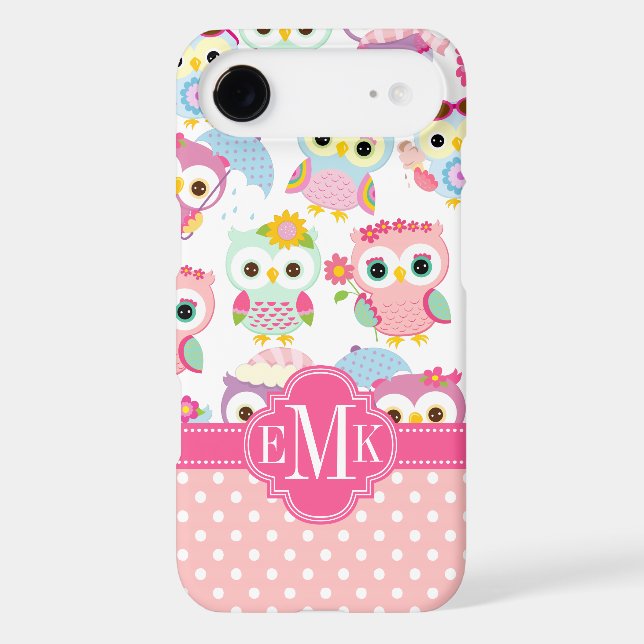 Girly Pink Owls Cute Pattern Personalised iPod Touch (5th Generation) Cover (Back)