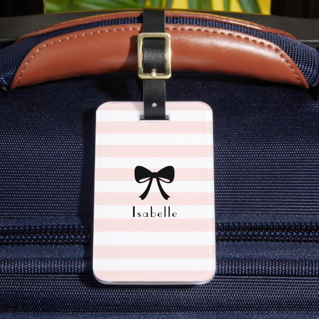 Girly Pink Parisian Theme Personalised Luggage Tag (Front Insitu 2)