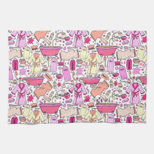 Girly Pink Pattern Tea Towel