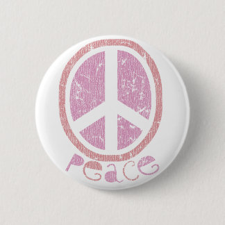 Girly Pink Peace Sign 6 Cm Round Badge