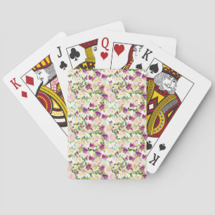 Girly Pink Peach Purple Burgundy Watercolor Floral Playing Cards