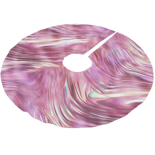 Girly Pink Pearl Rose Gold Glam Brushed Polyester Tree Skirt (Angled)