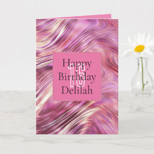 Girly Pink Pearl Rose Gold Glam Card