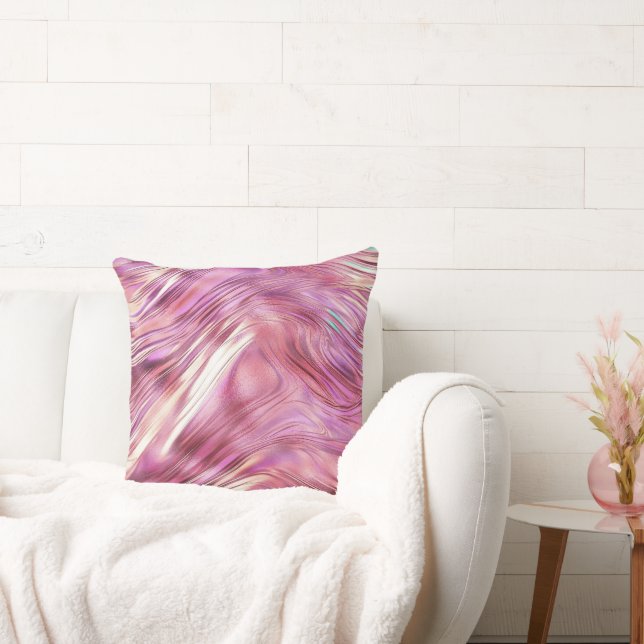 Girly Pink Pearl Rose Gold Glam Cushion (Couch)