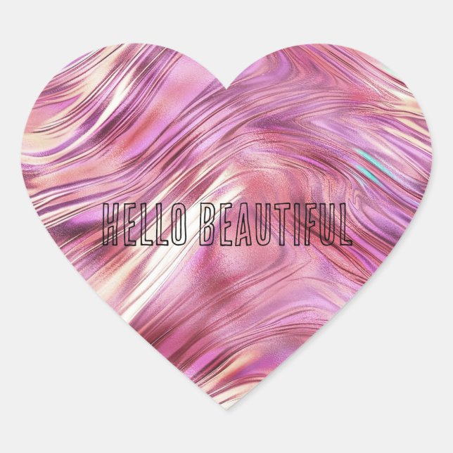 Girly Pink Pearl Rose Gold Glam Heart Sticker (Front)