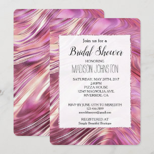 Girly Pink Pearl Rose Gold Glam Invitation
